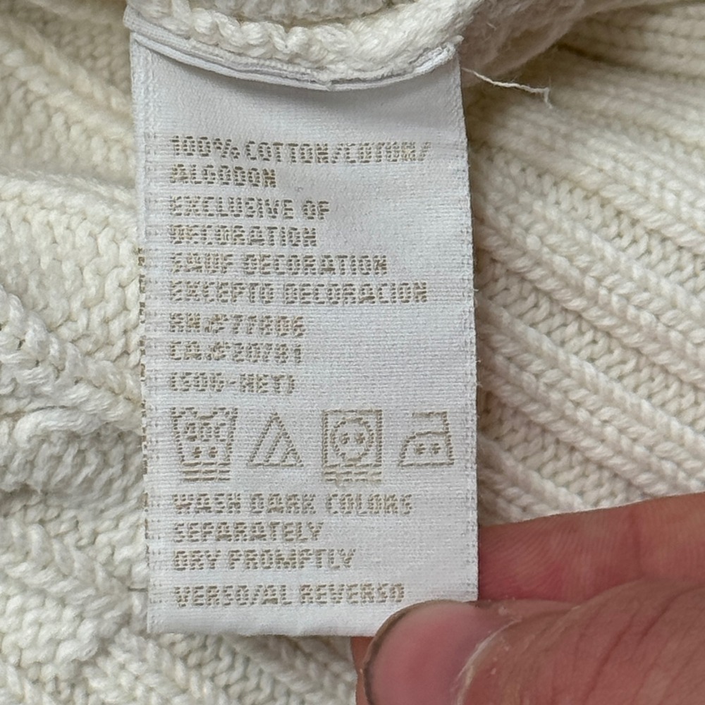 Tommy Hilfiger Sweater Women's XL Cream Cable Knit Cotton Turtleneck Classic Fit - Picture 6 of 8